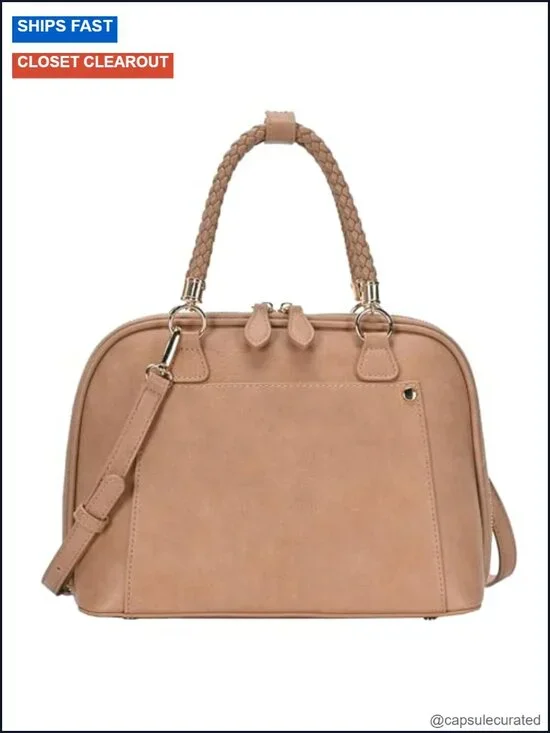Women's Vegan Leather Satchel Handbag with Top Handle & Crossbody Strap