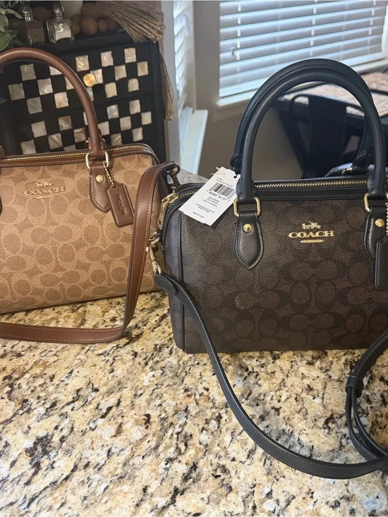 Coach Signature Rowan satchel  Bag - Black & Brown