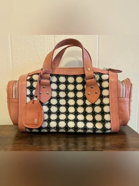 A Rare Vintage Pringle Of Scotland Wool Plaid Handbag Bag