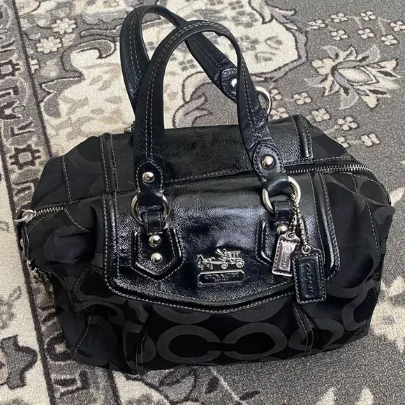 Coach Madison Op Art Sateen Audrey Shoulder Bag Purse