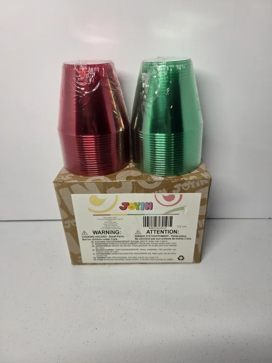 Metallic Red and Green Party Cups - 2-Pack