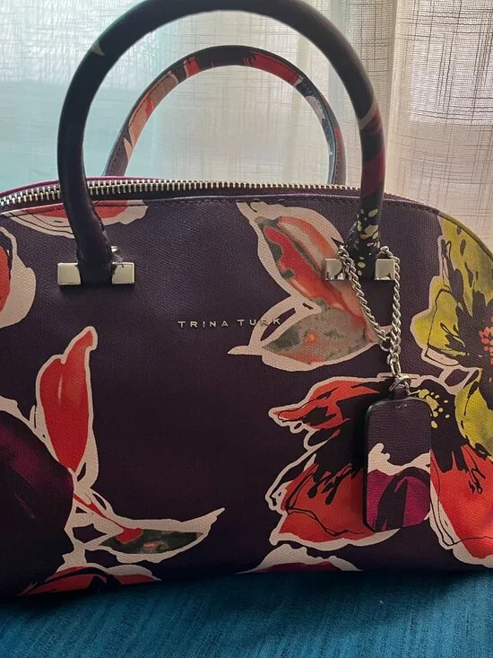 NEW Trina Turk Floral Satchel - Purple/Pink