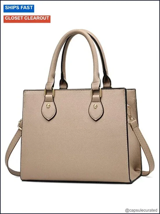 Women's Crossbody Satchel Tote Handbag Vegan Leather Multi-Pocket