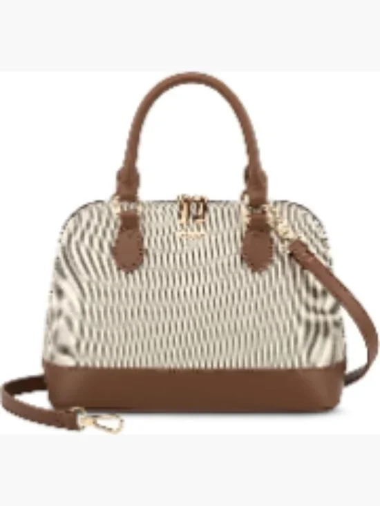 Faux Leather Crossbody Dome Satchel Double Zip Vegan Purse