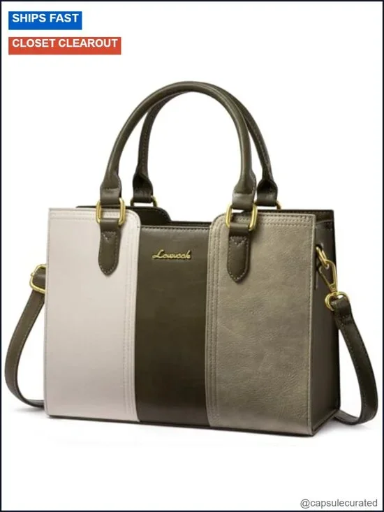 Vegan Leather Satchel Handbag Shoulder Crossbody Purse Top Handle