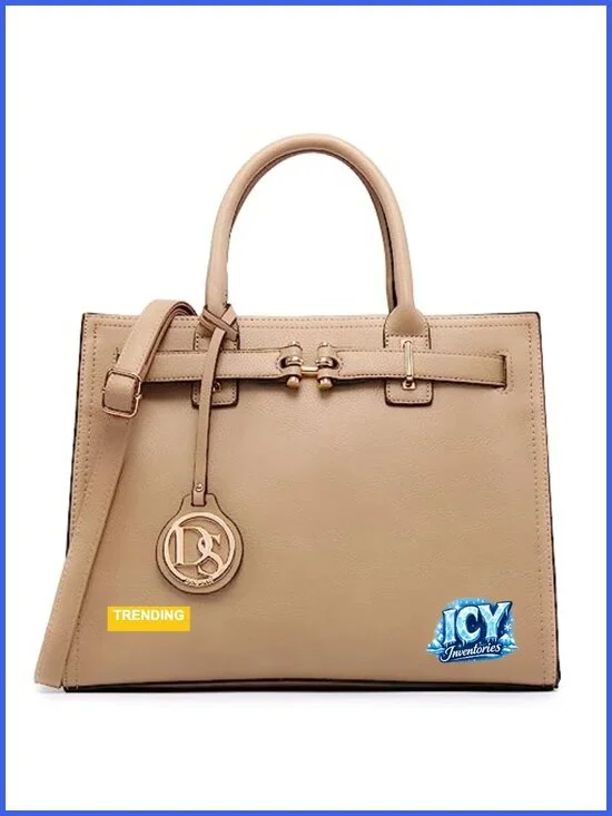 Structured Satchel Purse Work Handbag Tote Shoulder Bag Vegan Leather