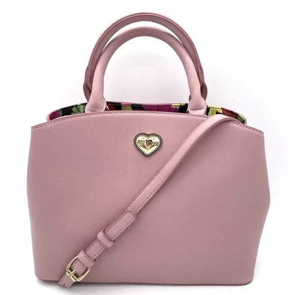 Betsey Johnson Blush Pink Satchel Crossbody Purse Bow Scarf Heart Logo NWT