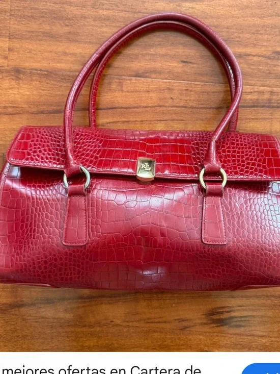 Lauren Ralph Lauren Ruby Croc-Embossed Leather Satchel with Gold Hardware