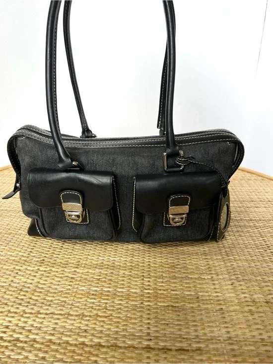 Dooney & Bourke Anniversary Signature 2 Pocket Satchel charcoal Y2K Vintage
