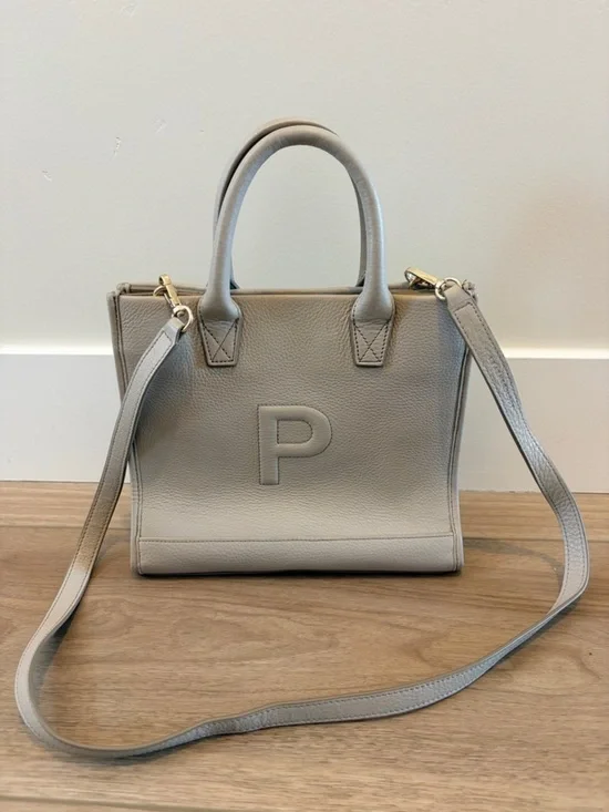 Leatherology Kress Mini Grey Leather Handbag satchel crossbody Personalized P