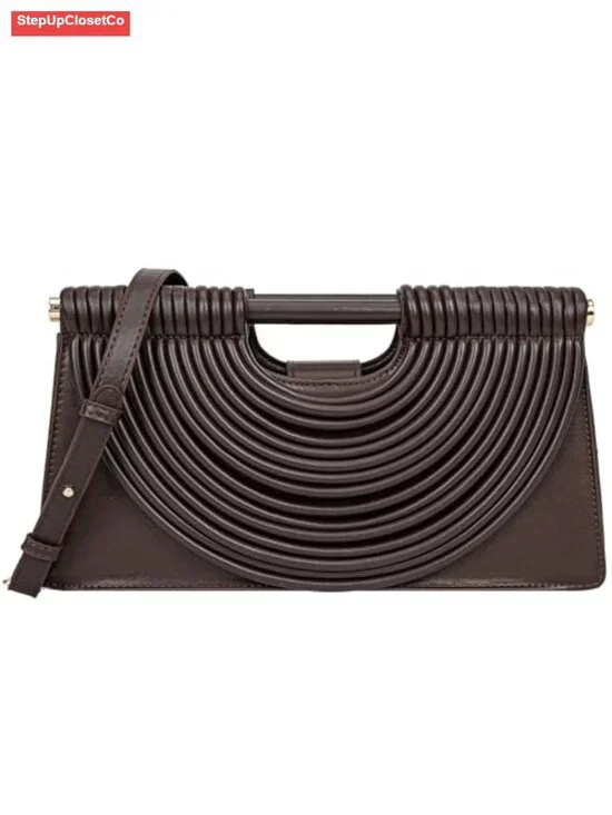 Designer Half Round Woven Evening Clutch Crossbody Satchel Bag