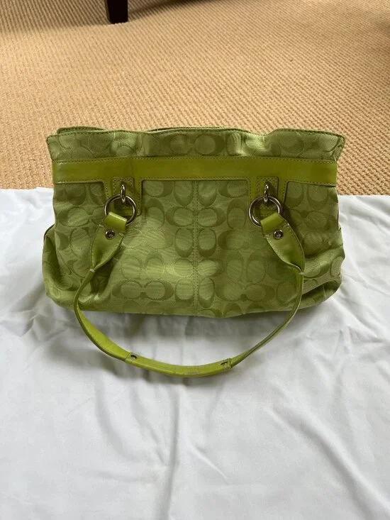 Coach Penelope Bag - Lime Green monogram Jacquard with silver-tone hardware
