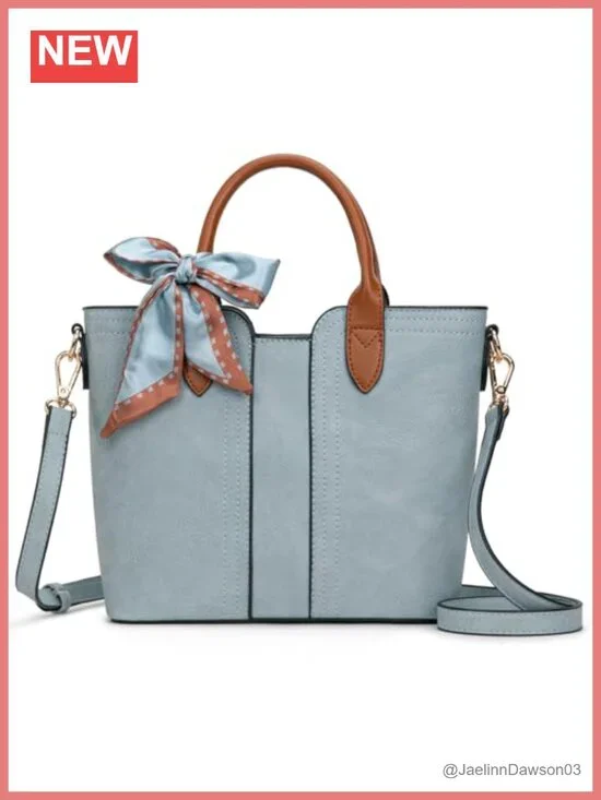 Vegan Leather Satchel Handbag Crossbody Shoulder Purse Detachable Strap Women