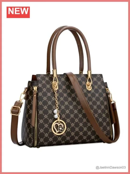 Satchel Handbag Faux Leather Shoulder Bag with Detachable Strap