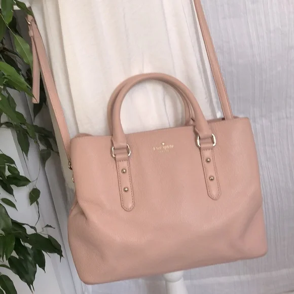 KATE SPADE Larchmont Ave pale pink satchel w/ gold hardware 3 sections crossbody