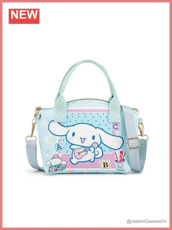 Cartoon PU Leather Crossbody Tote Bag with Top Handle Satchel