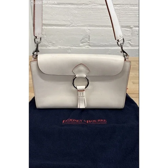 Dooney & Bourke Made in Italy Leather Buckle Shoulder Bag Convertible Clutch - S