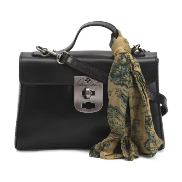 PATRICIA NASH Leather Carisbrooke Twist Lock Closure Satchel