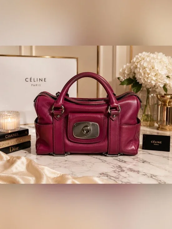 ✨️Vintage CELINE Burgundy Leather Boogie-Style Satchel ✨ NWOT