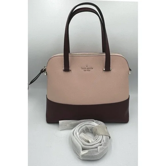 Kate Spade Maise Medium Dome Satchel Pink Wine‎ Colorblock Saffiano Leather