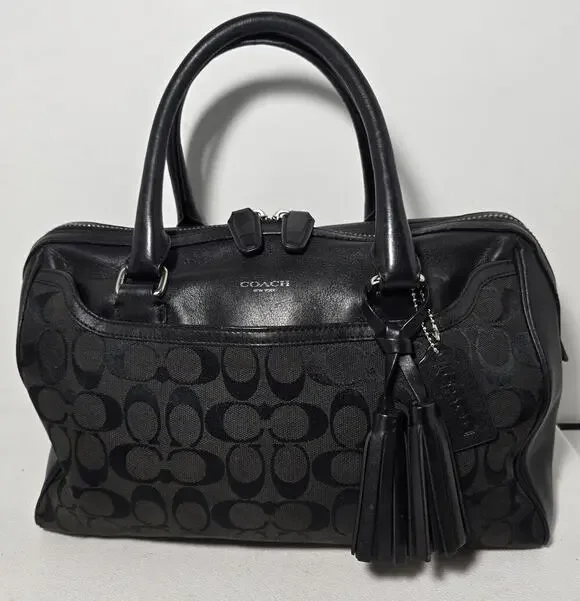 Coach Monogram Canvas Satchel Genuine Leather Handles & Trim F1362-25383 Women's