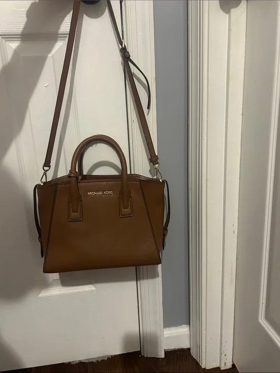 Michael Kors Cognac Leather Satchel with Detachable Strap