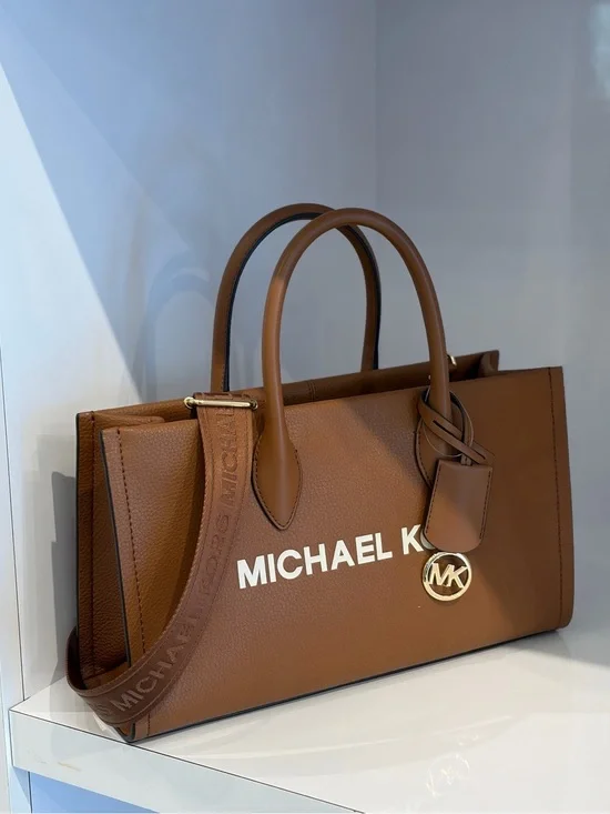 Michael Kors Leather Medium Mirella Satchel Tote Bag Luggage