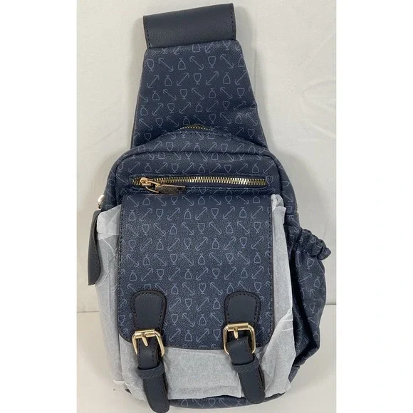 NWT AR New York Vegan Leather Sling‎ Bag Purse Cross Body 7820 Navy Blue