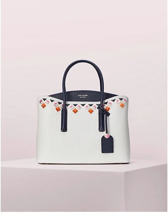 NWT Kate Spade Medium Margaux Jeweled Leather Satchel Handbag