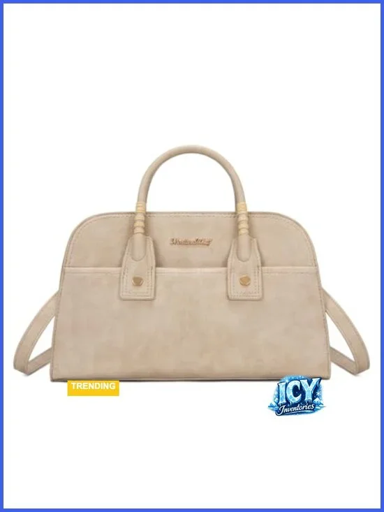 Structured Satchel Bag for Women - Faux Leather, Top Handle Crossbody Purse,