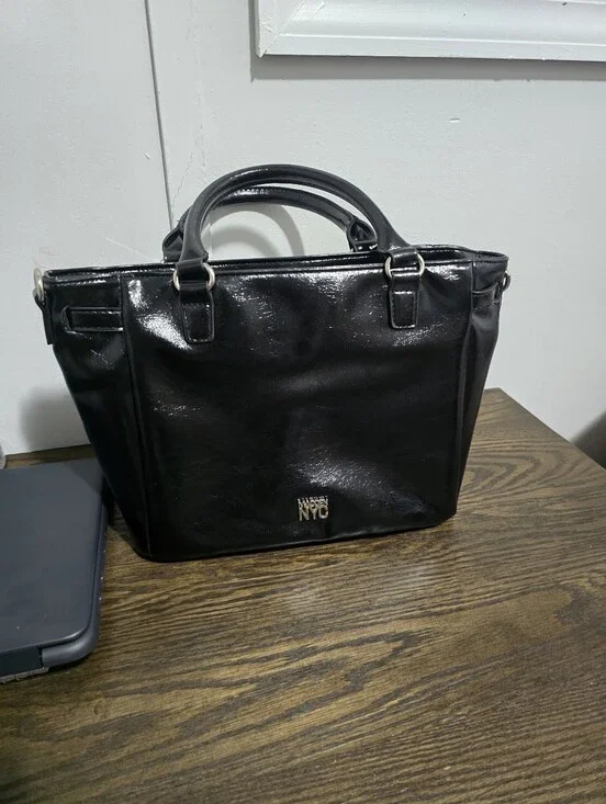 Patent Black Satchel with Top Handles