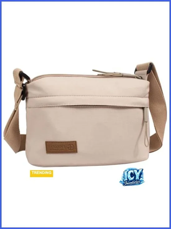 Nylon Crossbody Sling Bag with 6 Pockets, Adjustable Strap