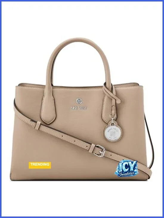 Nine West Kyrie Triple Compartment Satchel Faux Leather Purse Crossbody