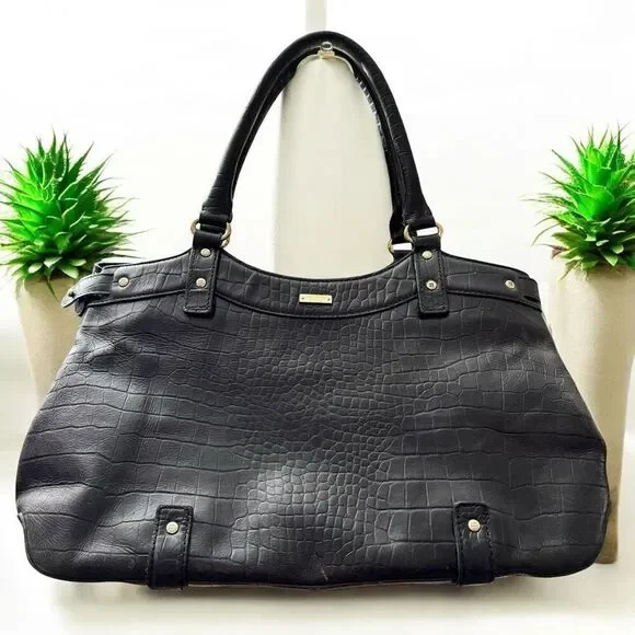 Kate Spade Black Embossed Leather Satchel