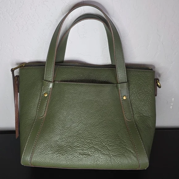 Fossil Avondale Elegant Dark‎ Green Leather Satchel