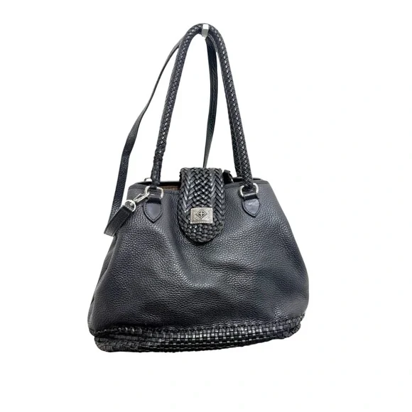 Brighton Vintage Leather Woven Satchel‎ Black