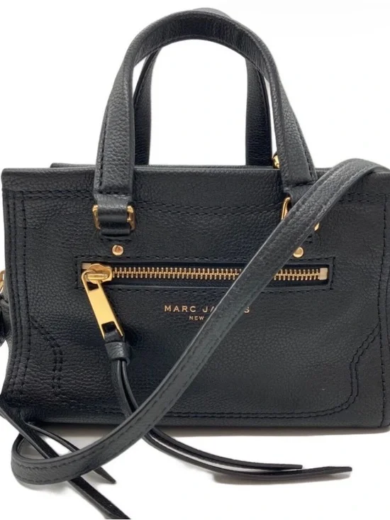 Marc Jacobs Black Pebbled Leather Mini Satchel with Gold Hardware