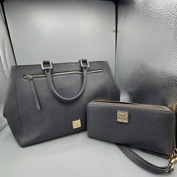 Dooney & Bourke Saffiano Zip Satchel and Wallet Set