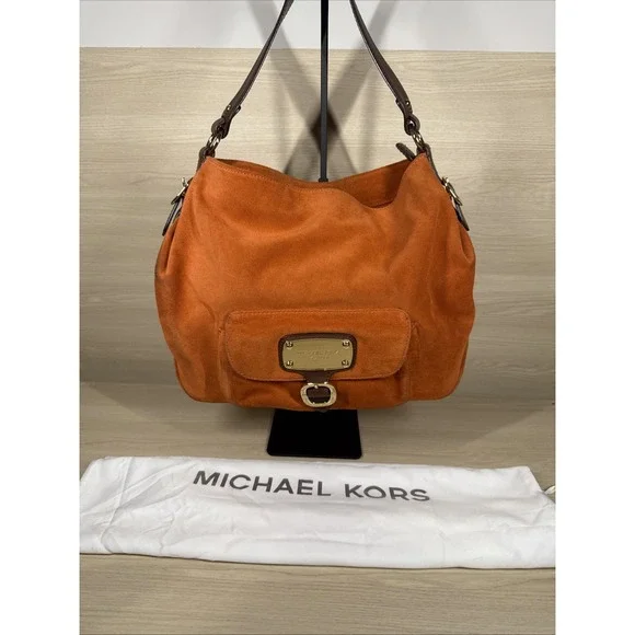Michael Kors Brown Suede Large Suede Hobo‎ Slouchy Bag Purse Buckle Shoulder