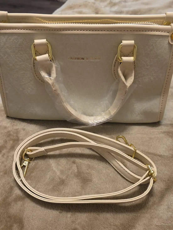Cream Women’s Satchel with Detachable Strap