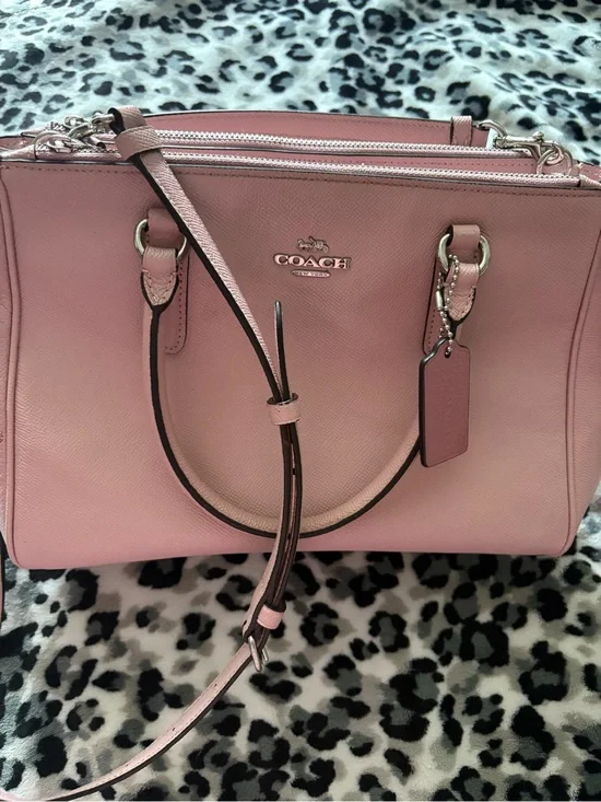 COACH Surrey Carryall in Blush Pink Leather Double-Zip Satchel