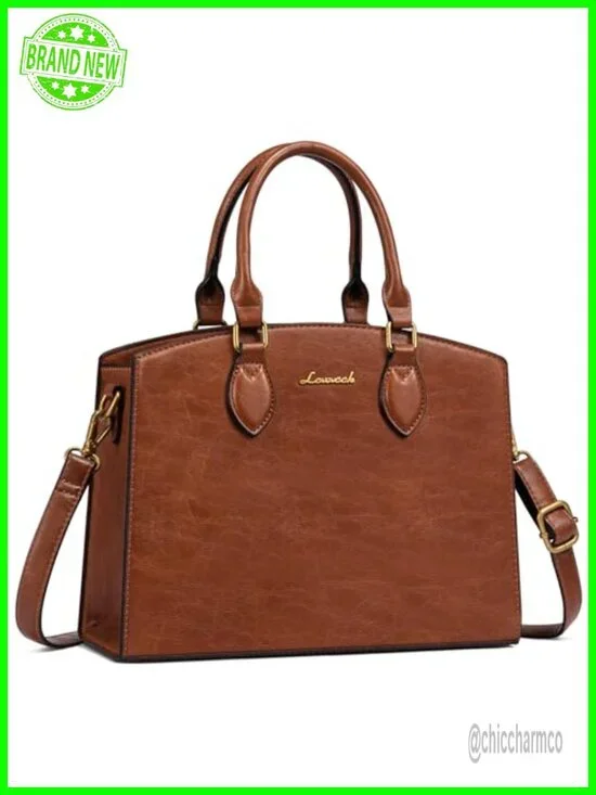 Vintage PU Leather Satchel Bag Women Faux Leather Tote Shoulder Crossbody