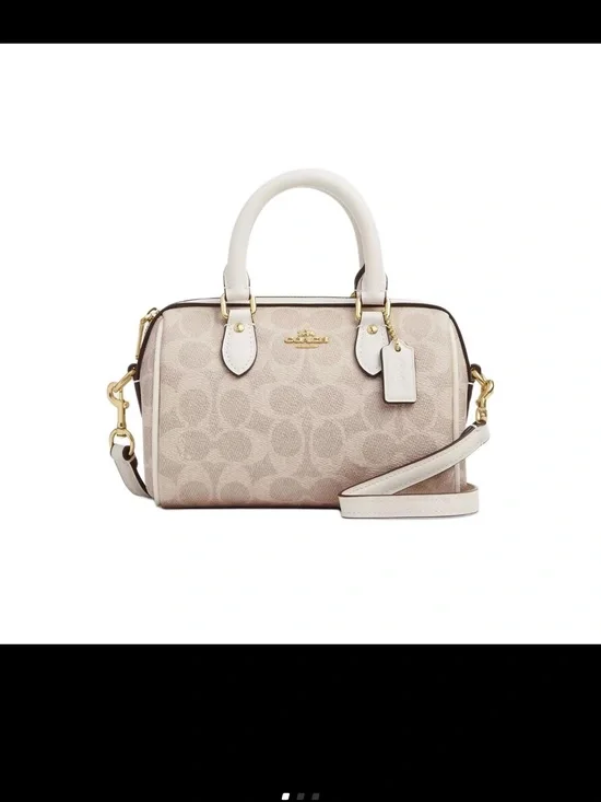 Coach Mini Satchel in Blush Pink and White Trim