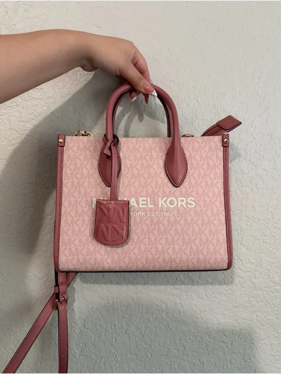 Michael Kors Blush Pink Logo Satchel with Rose Trim