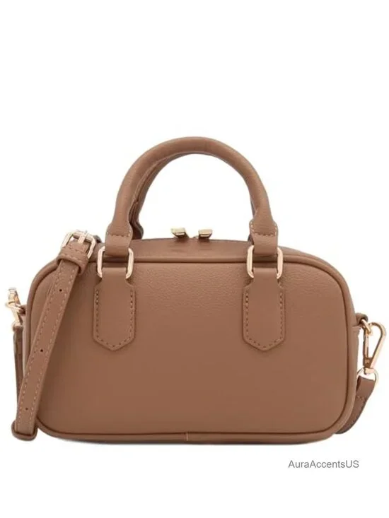 Faux Leather Mini Satchel Purse Top Handle Crossbody Bag