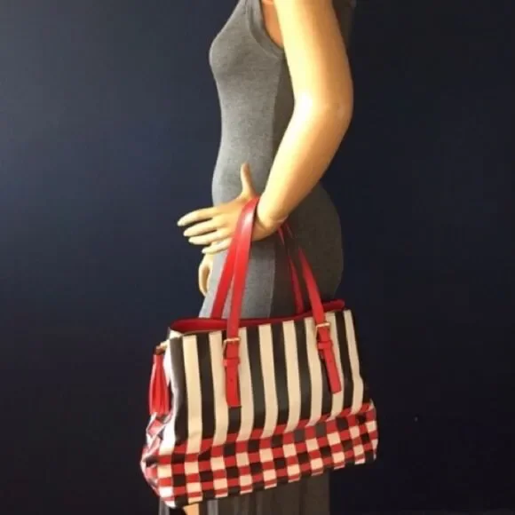 Henri Bendel Leather Centennial Stripe Satchel