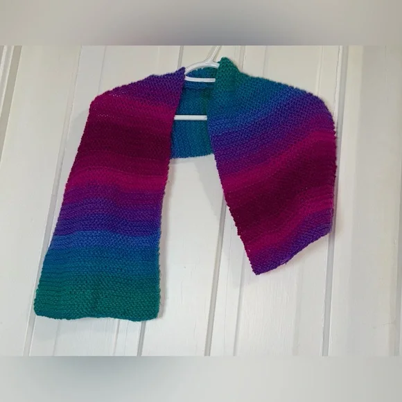 Multicolor Knit Scarf children's rainbow‎ scarf Winter snow