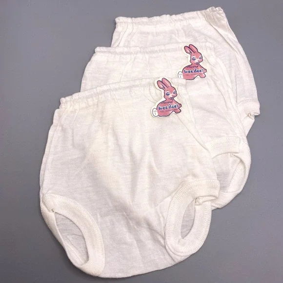 (3) Vtg Toddler Girl Soft Cotton Briefs‎ Panties Underwear Sz 1 Wee Dee's RARE