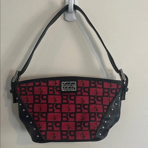 Vintage Baby Phat Shoulder Bag Monogram Y2K Red Black‎ Studded Hip Hop Glam