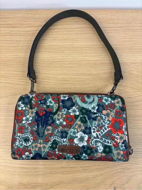 Sakroots Smartphone Crossbody Wallet Purse “Emerald Mojave Garden Print”‎